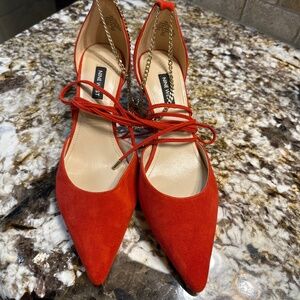 Nine West red suede pumps